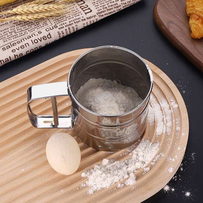 Stainless Steel Hand Press Flour Sifter (Atta Channi) – Double Mesh, One-Handed Operation