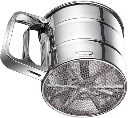 Stainless Steel Hand Press Flour Sifter (Atta Channi) – Double Mesh, One-Handed Operation