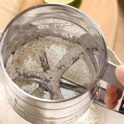 Stainless Steel Hand Press Flour Sifter (Atta Channi) – Double Mesh, One-Handed Operation